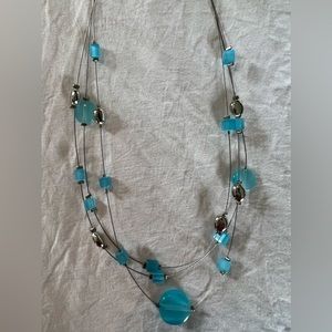 Lia Sophia blue accent and silver toned necklace